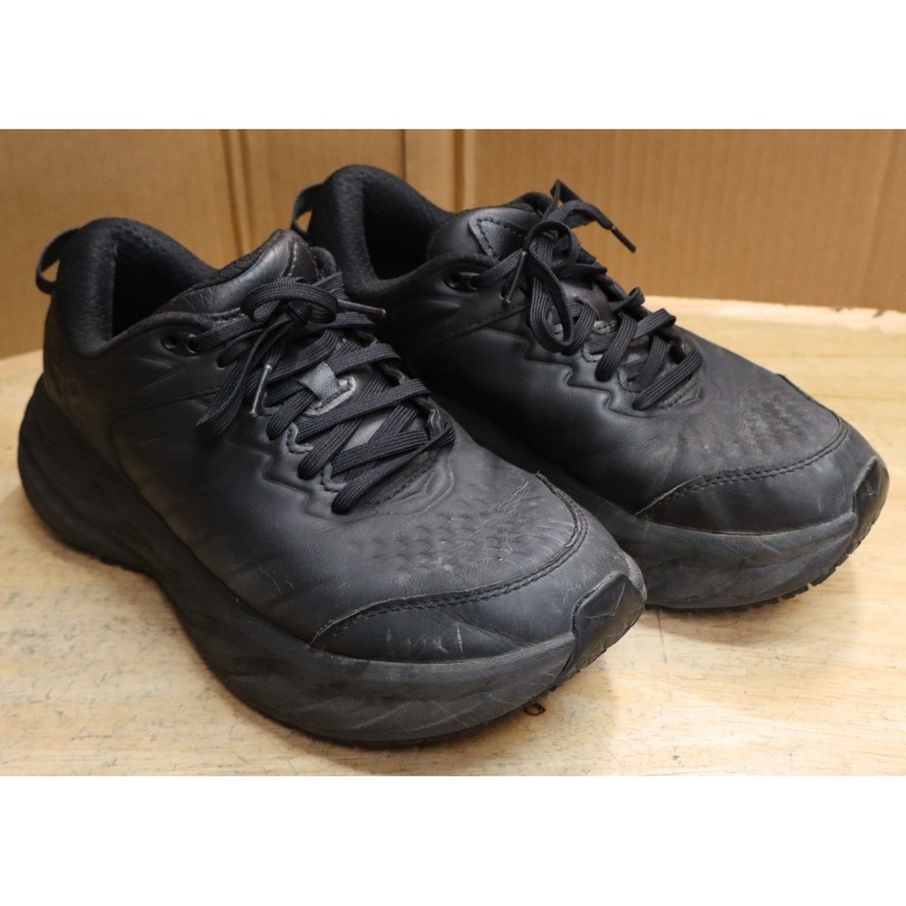 Hoka Bondi SR Running Shoes Womens 7D Wide Black Sneaker Slip Resistant Work Run